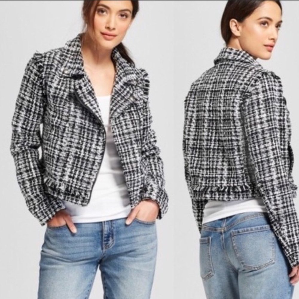 NWT A New Day Metallic Tweed Moto Jacket Blazer